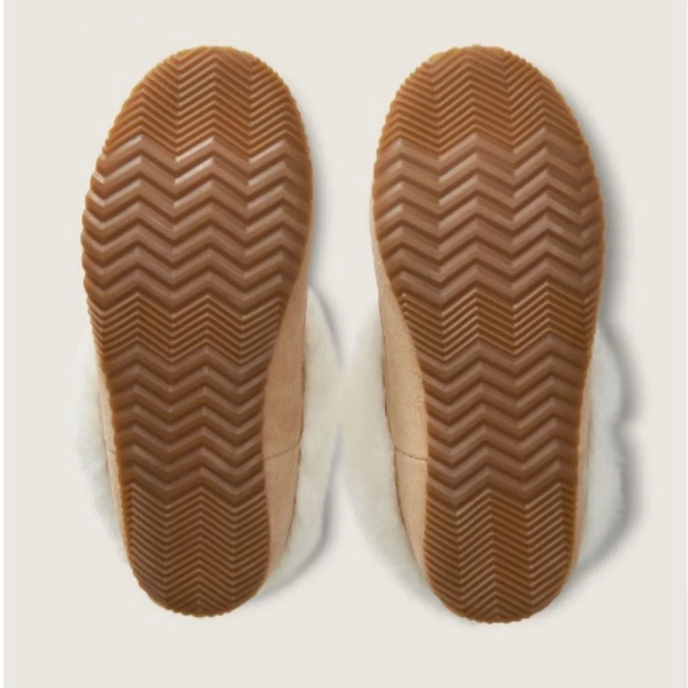 Sorel Women’s Go Coffee Run Slippers Tan Suede Leather Fur Slip On Shoes Nwt - Picture 5 of 16